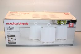 BOXED MORPHY RICHARDS DUNE SET OF 3 STORAGE CANISTERS WHITE RRP £24.99Condition ReportAppraisal