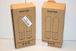 2X BOXED SALTER STAINLESS STEEL ELECTRONIC MILL SETS COMBINED RRP £59.98Condition ReportAppraisal