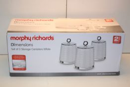 BOXED MORPHY RICHARDS DIMENSIONS SET OF 3 STORAGE CANISTERS WHITE RRP £23.49Condition