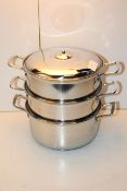 UNBOXED 3 TIER STEAMER PAN STAINLESS STEEL Condition ReportAppraisal Available on Request- All Items