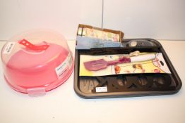 7X ASSORTED IKITCHEN ITEMS TO INCLUDE CAKE CADDY, PETER RABBIT & OTHER (IMAGE DEPICTS STOCK)