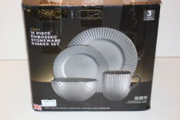 BOXED TOWER EMPIRE COLLECTION 16 PIECE EMBOSSED STONEWARE DINNER SET RRP £39.99Condition