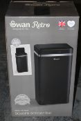 BOXED SWAN RETRO BLACK 45LITRE SQUARE SENSOR BIN RRP £88.00Condition ReportAppraisal Available on