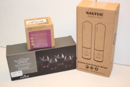 3X BOXED ASSORTED ITEMS TO INCLUDE SALTER ELECTRONIC MILL SET & OTHER (IMAGE DEPICTS STOCK)Condition