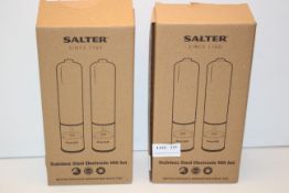 2X BOXED SALTER STAINLESS STEEL ELECTRONIC MILL SETS COMBINED RRP £59.98Condition ReportAppraisal