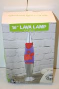 BOXED GLOBAL GIZMOS 16" LAVA LAMP RED WAX/ PURPLE LIQUIDCondition ReportAppraisal Available on