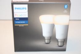 PHILIPS HUE PERSONAL WIRELESS LIGHTING WHITE 2X SINGLE BULB B22 RRP £28.00Condition