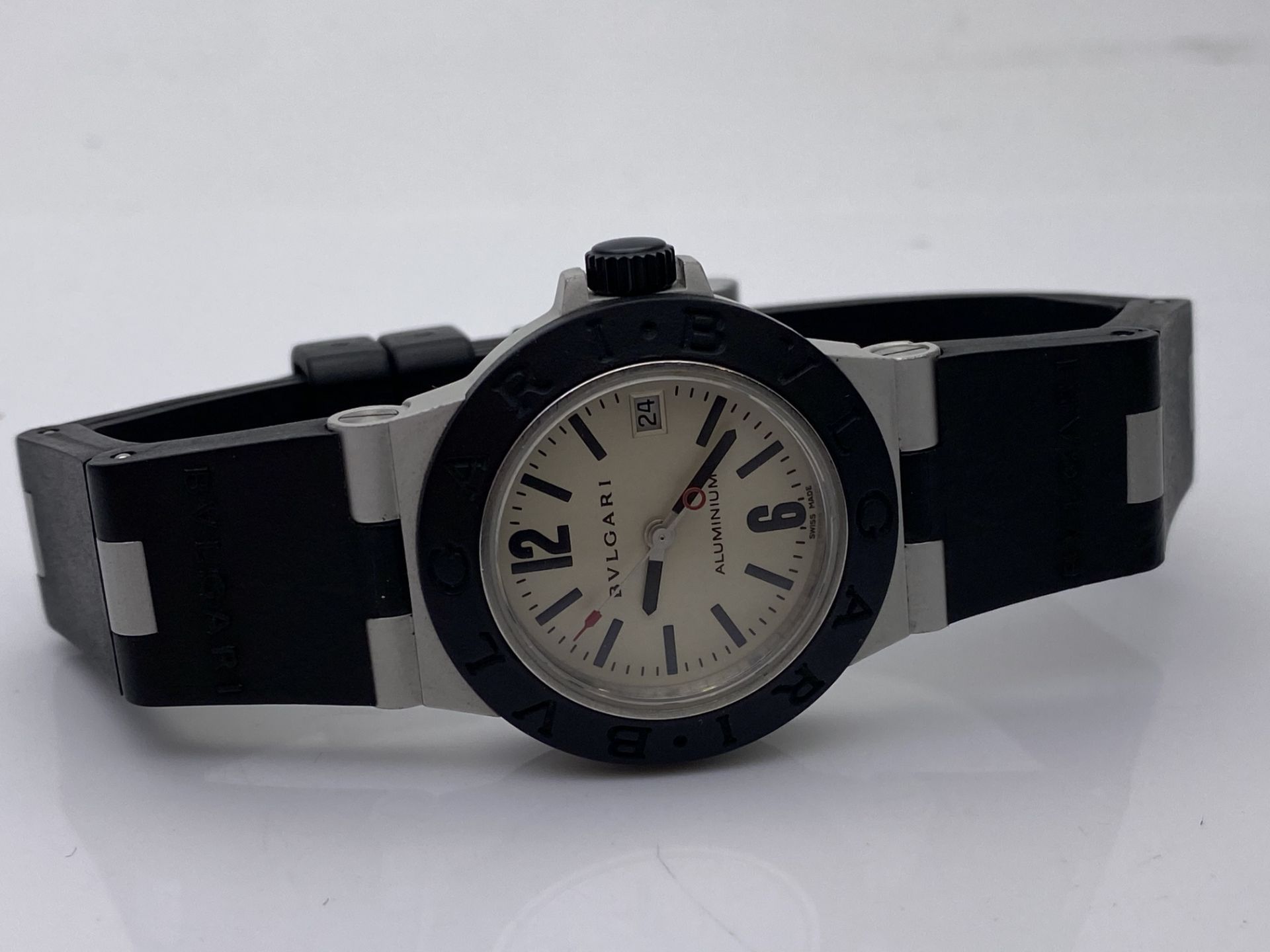 LADIES BVLGARI ALUMINIUM WUARTZ WATCH, AL29A, L1087, REQUIRES BATTERY (328)