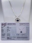 ***£2995.00*** 18CT WHIITE GOLD LADIES DIAMOND AND SAPPHIRE NECKLACE, SET WITH ONE QUALITY OVAL