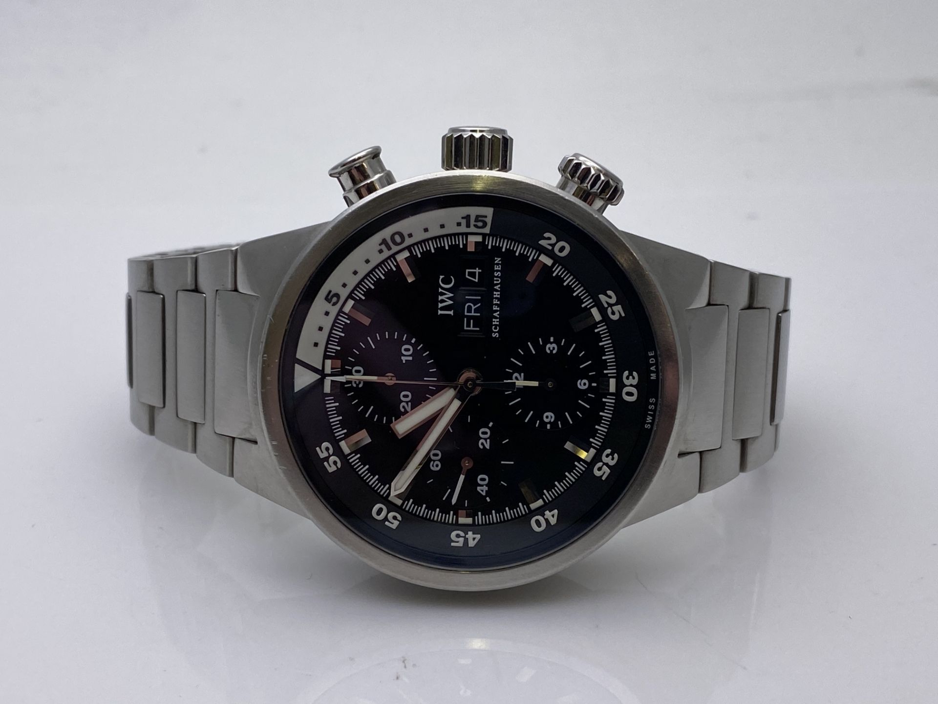 GENTS IWC STAINLESS STEEL WATCH, MODEL- IW3F1928, Aquatimer Chrono-Automatic Stainless Steel / Black