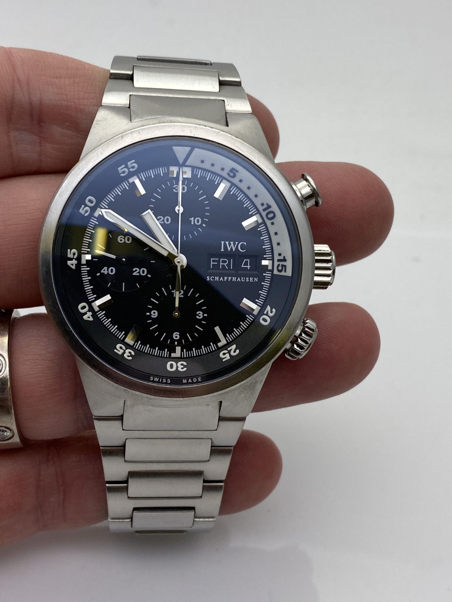 GENTS IWC STAINLESS STEEL WATCH, MODEL- IW3F1928, Aquatimer Chrono-Automatic Stainless Steel / Black - Image 3 of 4