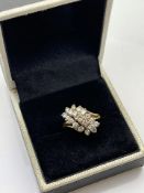 ***£3900.00*** 14CT YELLOW GOLD DIAMOND CLUSTER RING, SET WITH NINETEEN ROUND BRILLIANT CUT