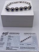 ***£5995.00*** 18CT WHITE GOLD LADIES DIAMOND AND SAPPHIRE VINTAGE STYLE BRACELET, SET WITH 1.