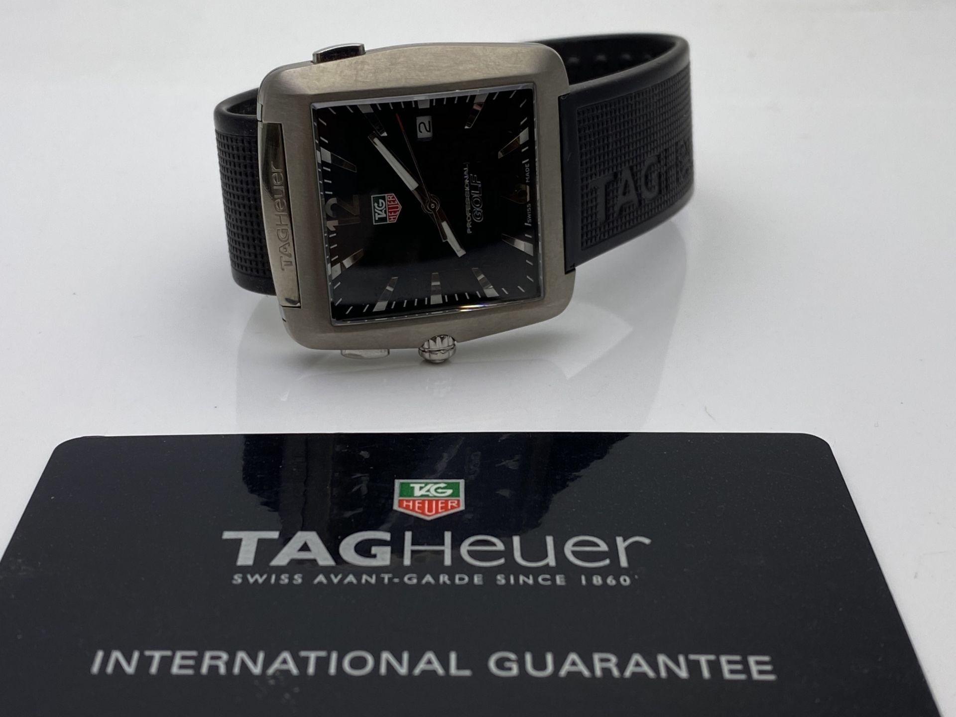 GENTS TAG HEUER WATCH, STAINLESS STEEL CASE AND BLACK RUBBER STRAP, PROFESSIONAL GOLD WATCH, YEAR- - Image 2 of 3