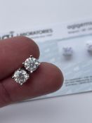 18CT WHITE GOLD LADIES DIAMOND SOLITAIRE EARRINGS, TOTAL CARAT WEIGHT- 2.05, CLARITY- SI, COLOUR- H