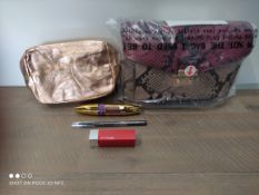 WOMENS SNAKE PRINT CROSS BODY BAG AND MAYBELLINE MAKEUP GIFT SET RRP £22 (IMAGE DEPICTS STOCK)