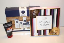 3X ASSORTED ITEMS TO INCLUDE GIFT SETS BY LAURA GELLER & NIVEA MEN & OTHER (IMAGE DEPICTS STOCK)