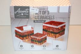 2X BOXED ACCENTS SET OF 3 LIT PARCELS Condition ReportAppraisal Available on Request- All Items