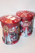 2X RED ROTATING MUSICAL XMAS TINS Condition ReportAppraisal Available on Request- All Items are