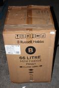 BOXED RUSSELL HOBBS 66 LITRE MINI FRIDGE BLACK MODEL: RHTTF67B RRP £109.00Condition