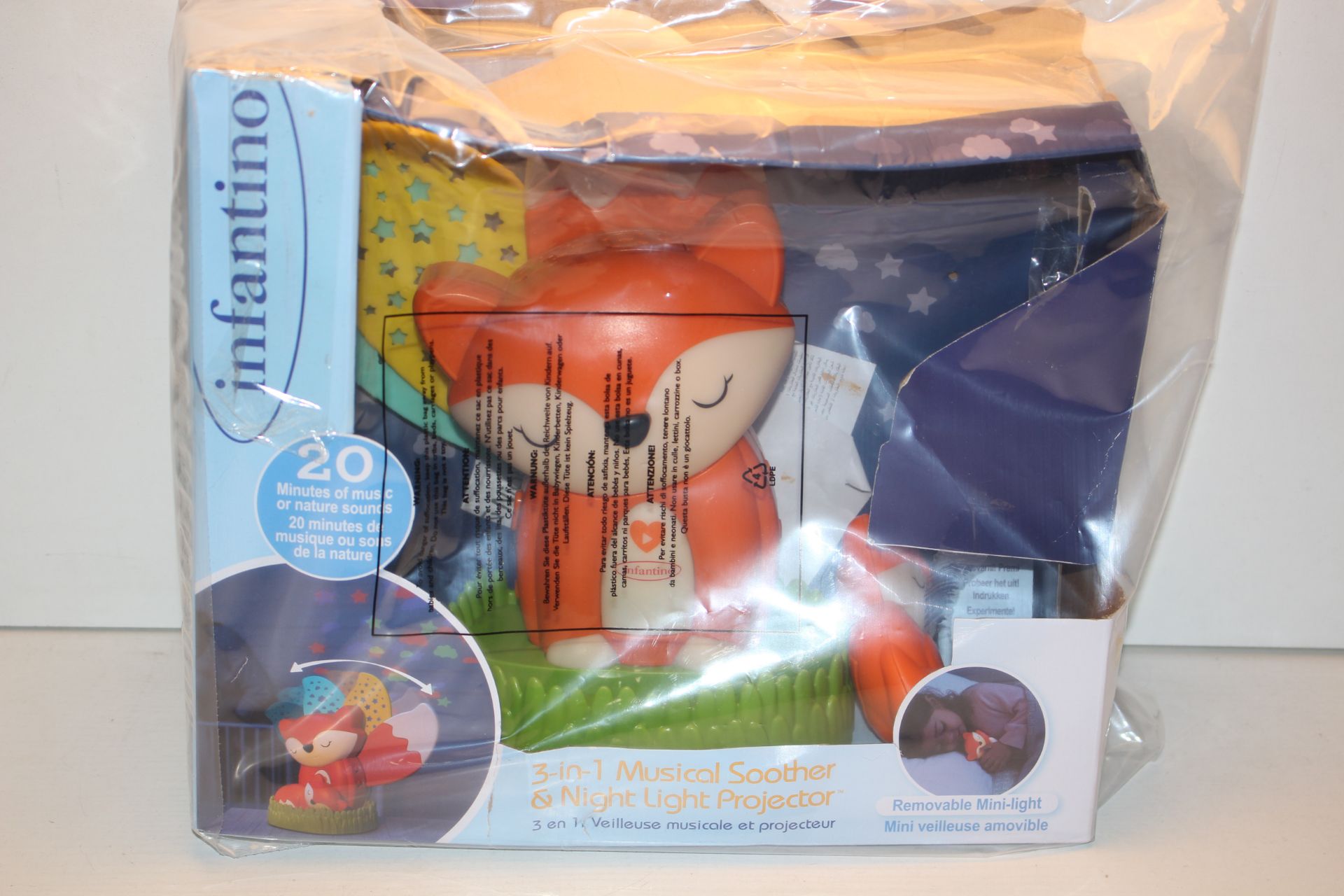 BOXED INFANTINO 3-IN-1 MUSICAL SOOTHER & NIGHT LIGHT PROJECTOR Condition ReportAppraisal Available