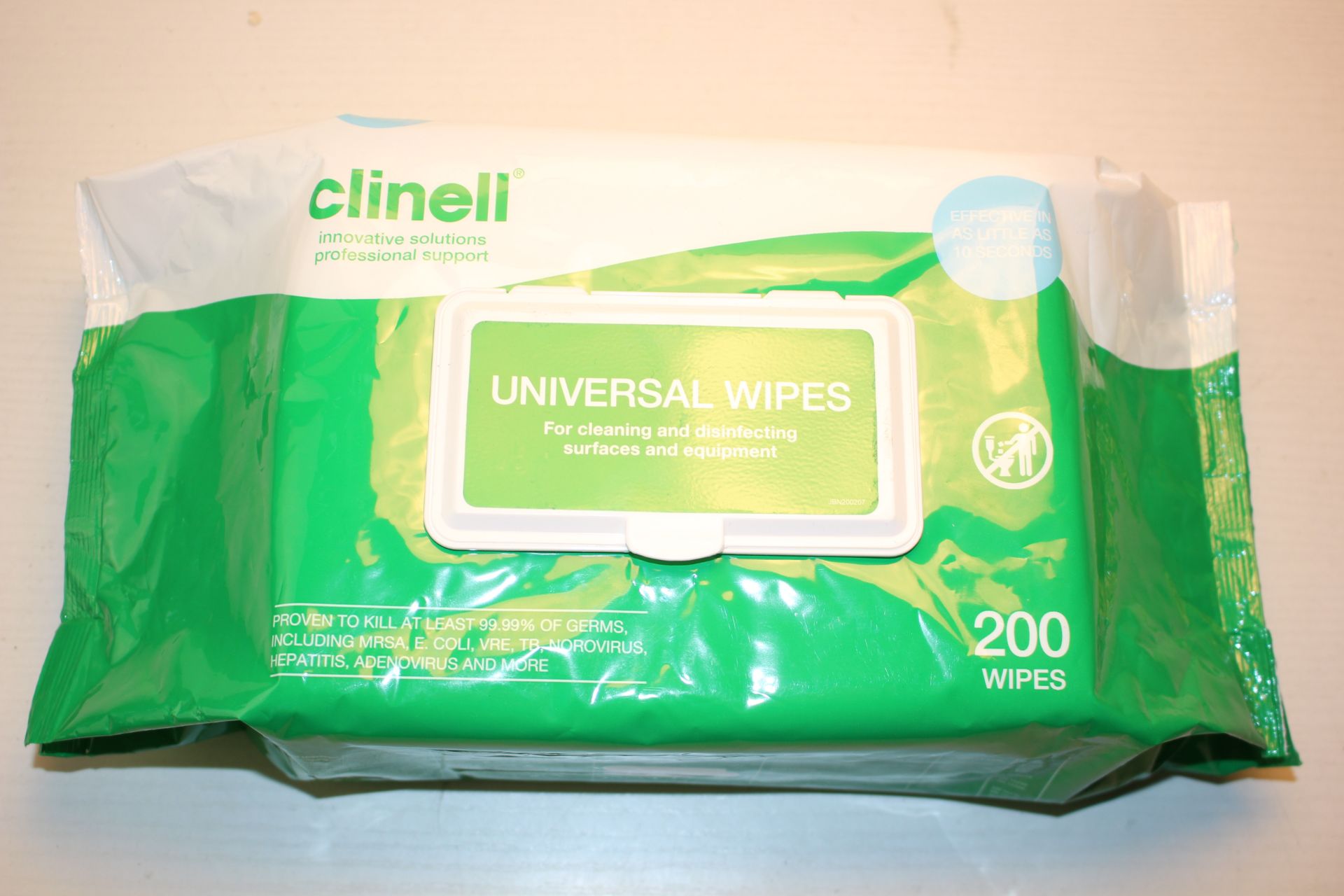 3X PACKS 200WIPES CLINELL UNIVERSAL WIPES PROFESSIONAL GRADE KILL 99.99% GERMS RRP £28.00Condition