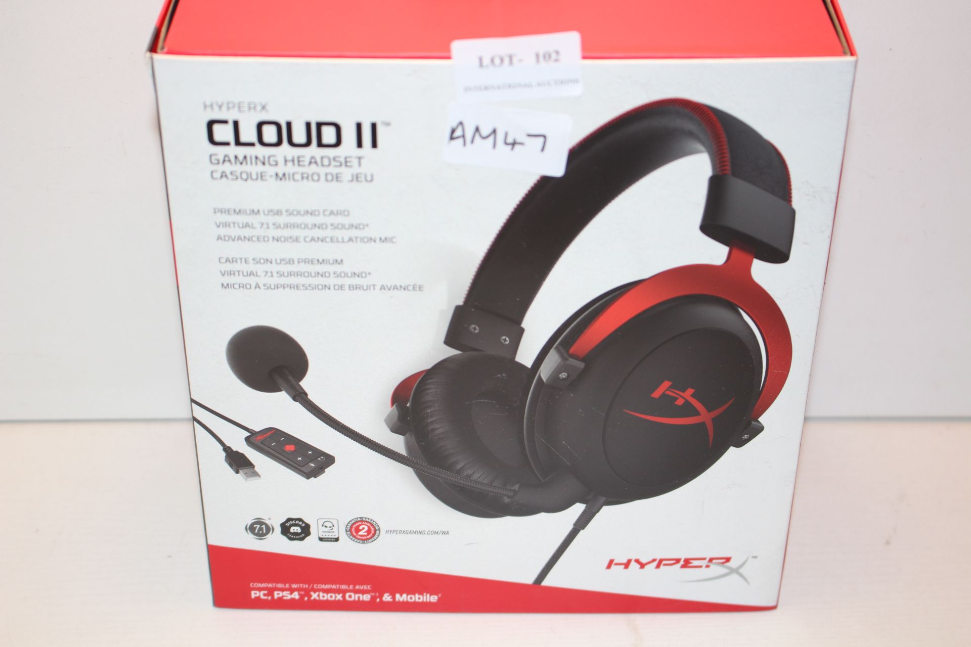 BOXED HYPER X CLOUD 2 GAMING HEADSET RRP £78.98Condition ReportAppraisal Available on Request- All