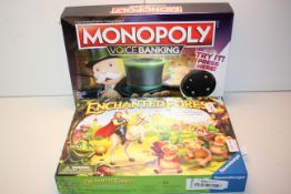 2X BOXED ITEMS TO INCLUDE MONOPOLY VOICE BANKING & RAVENSBURGER ENCHANTED FOREST Condition