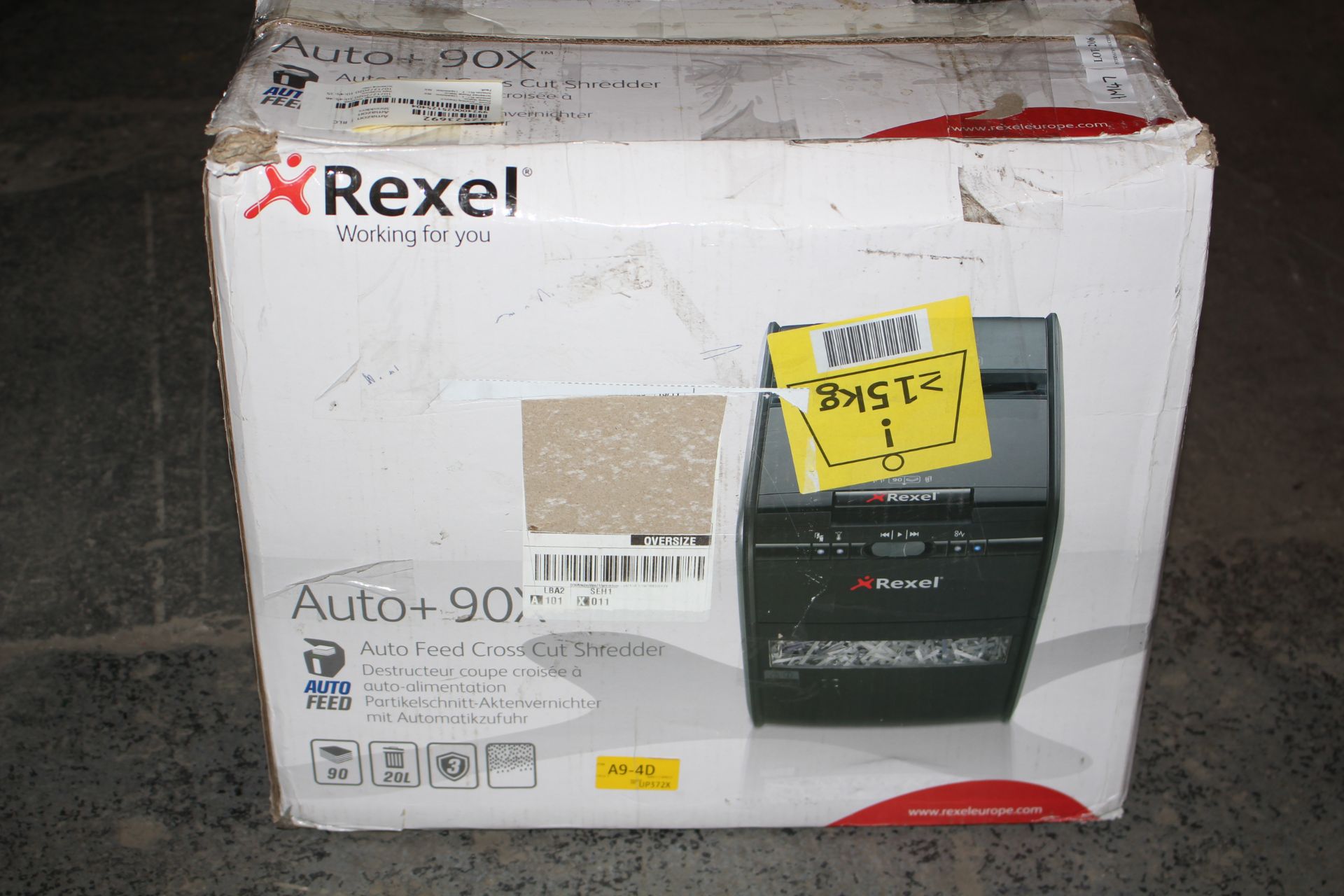 BOXED REXEL AUTO+ 90X SHREDDER Condition ReportAppraisal Available on Request- All Items are
