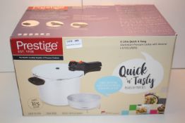 BOXED PRESTIGE 6 LITRE SLEEK & SIMPLE ALUMINIUM PRESSURE COOKER WITH STEAMER RRP £39.99Condition