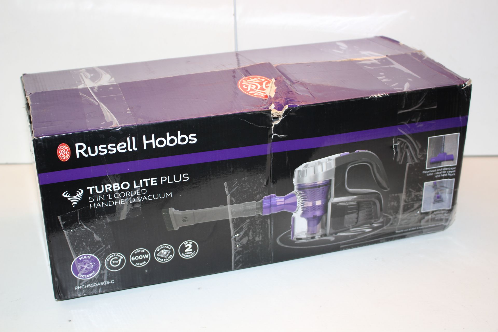 BOXED RUSSELL HOBBS TURBO LITE PLUS 5-IN-1 CORDED HANDHELD VACUUM MODEL: RHCHS50ASO3-C RRP £59.