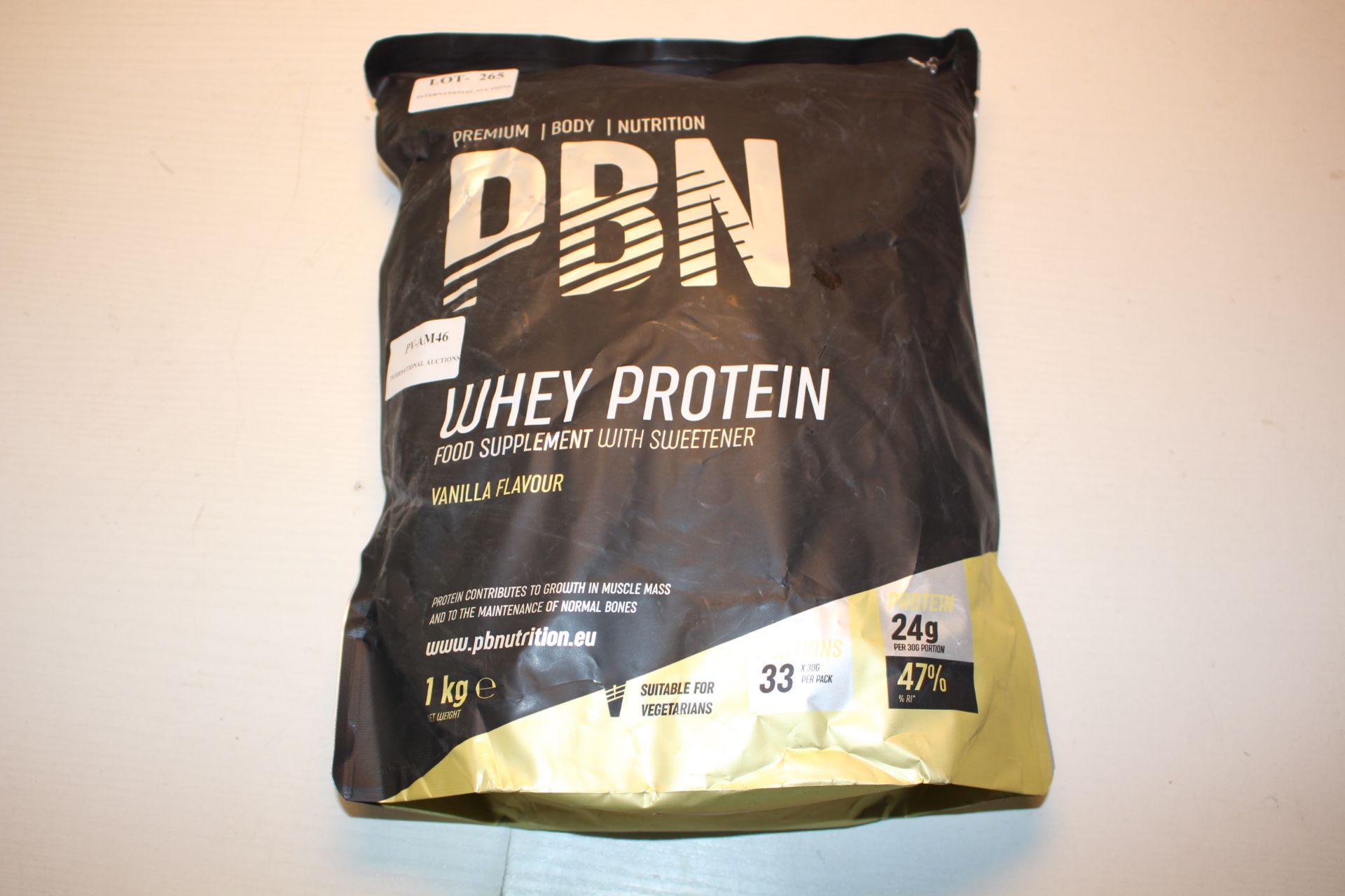 2X PBN WHEY PROTEIN VANILLA FOOD SUPPLEMENT 1KG BAGS Condition ReportAppraisal Available on Request-