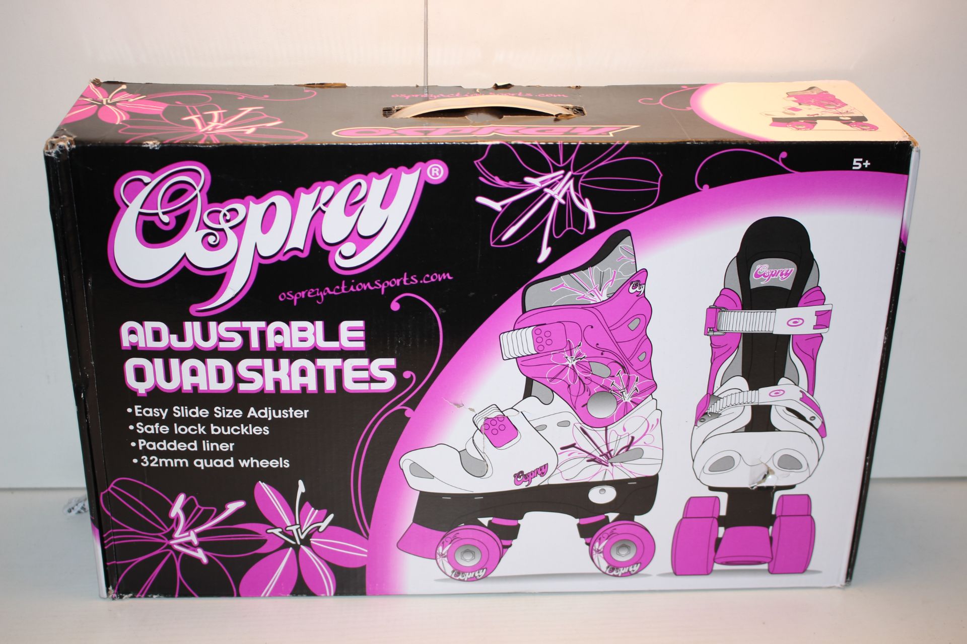 BOXED OSPREY ADJUSTABLE QUAD SKATES RRP £34.99Condition ReportAppraisal Available on Request- All