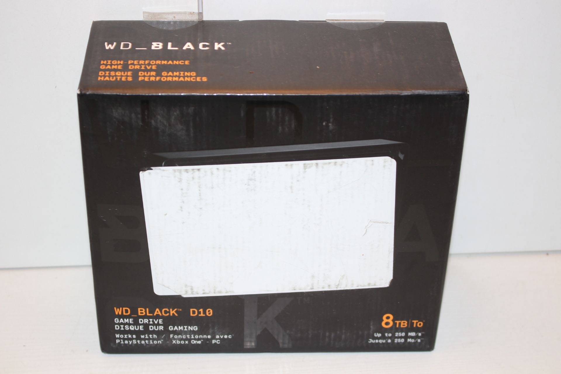 BOXED WD_BLACK HIGH PERFORMANCE GAME DRIVE 8TB UPTO 250MB/S RRP £182.99Condition ReportAppraisal