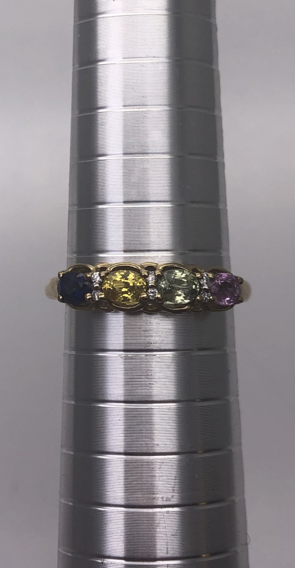 9ct Yellow Gold Precious Stones Ring (368)