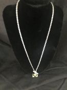 70's Vintage Louis Vuitton Silver Necklace with V Pendant (348)