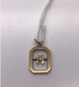 9ct Yellow Gold Diamond set M Pendant, Ref- 327