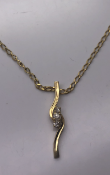 9 carat yellow gold chain and 3 Diamond Pendant set in a 9 carat Yellow Gold (378)