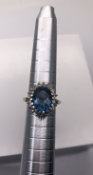9ct Yellow Gold Ring Topaz set with Diamonds Size I, Ref- 326