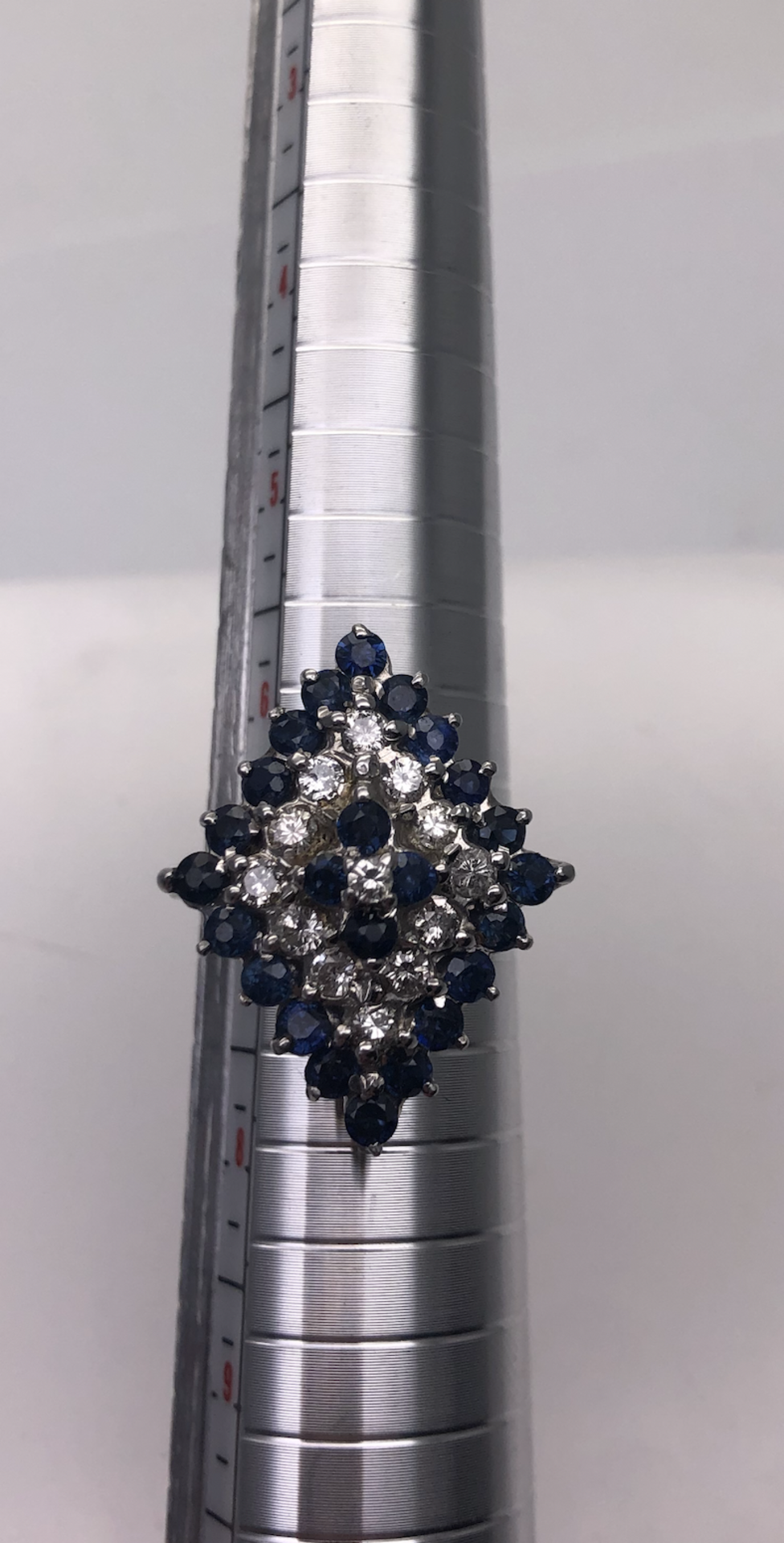 Diamond and Sapphire Cluster Ring Set in 14 carat White Gold, Ref- 320