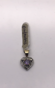 Diamond and Amethyst Pendant, Heart shaped set in 9ct Yellow Gold, REF- 318