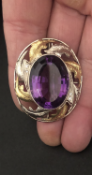 Type: Brooch Precious Metal: Description: 9 Carat Yellow & White Gold Brooch, set with huge Amethyst