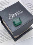 ***£21,960.00*** ONE LOOSE EMERALD, WEIGHT- 7.32CT, COLOUR- GREEN, CLARITY- SI, INCLUDES AGI