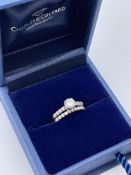 BOXED CHARLES AND COLVARD CREATED MOISSANITE 9CT WHITE GOLD, TWO PIECE BRIDAL SET, SOLITAIRE