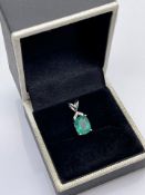 ***£995.00*** 9CT WHITE GOLD DIAMOND AND FLUORITE PENDENT, GEM- 1.74CT, SI/G DIAMONDS, INCLUDES