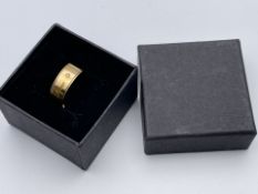 BOXED 9CT YELLOW GOLD WEDDING BAND SET WITH ONE DIAMOND, ''ALMA'' SIZE- S, RRP-£300.00