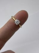 18ct Yellow Gold Ladies Diamond Solitaire Ring, Set With One Round Brilliant Cut Single Solitaire