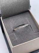 BOXED 9CT WHITE GOLD HALF DIAMOND ETERNITY RING, SIZE- N