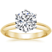 BOXED CHARLES AND COLVARD CREATED MOISSANITE 9CT YELLOW GOLD, SET WITH A 2CT SINGLE BRILLIANT CUT