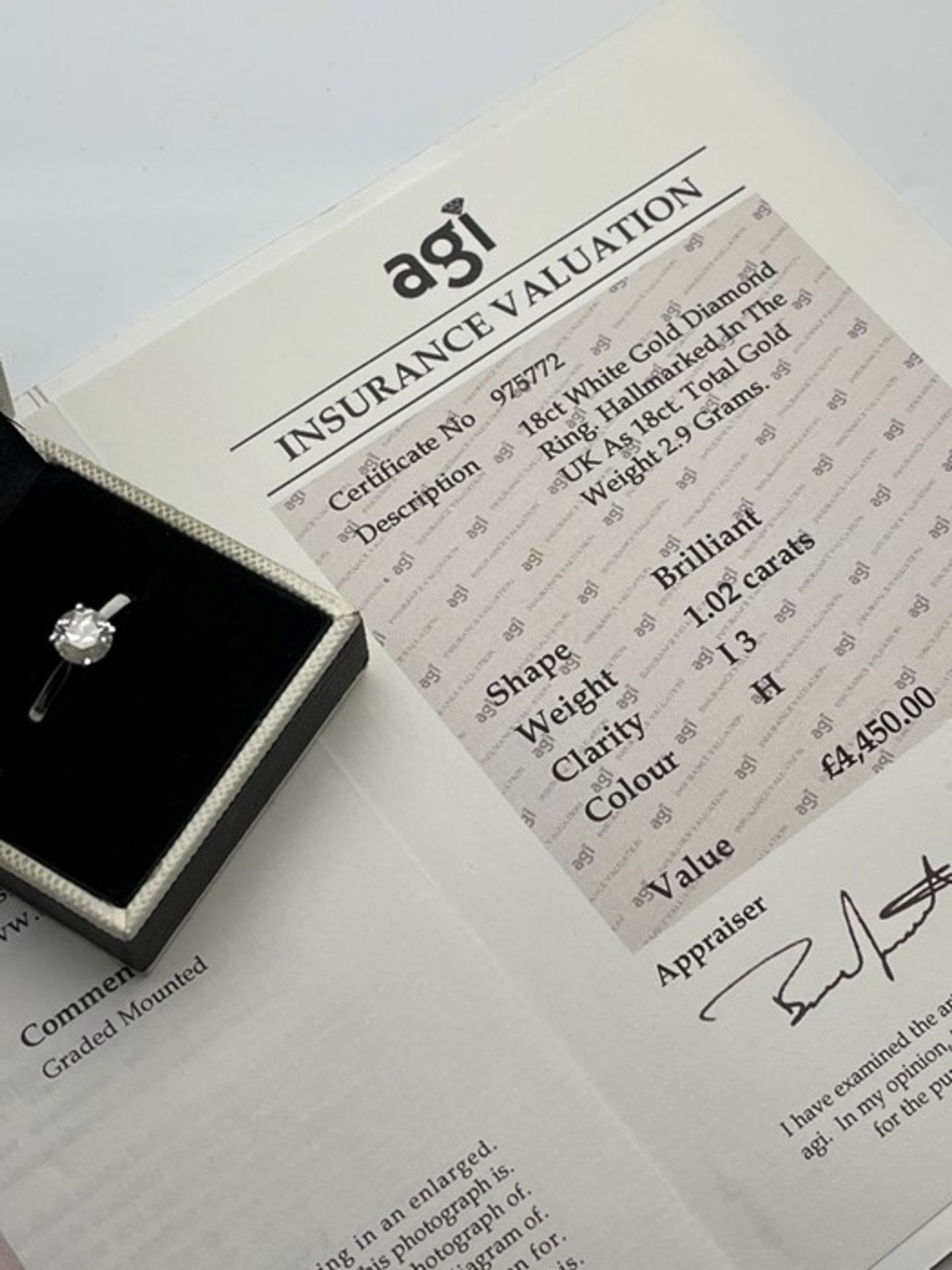 18CT WHITE GOLD LADIES DIAMOND SOLITAIRE RING, SET WITH A 1.02 SINGLE BRILLIANT CUT DIAMOND